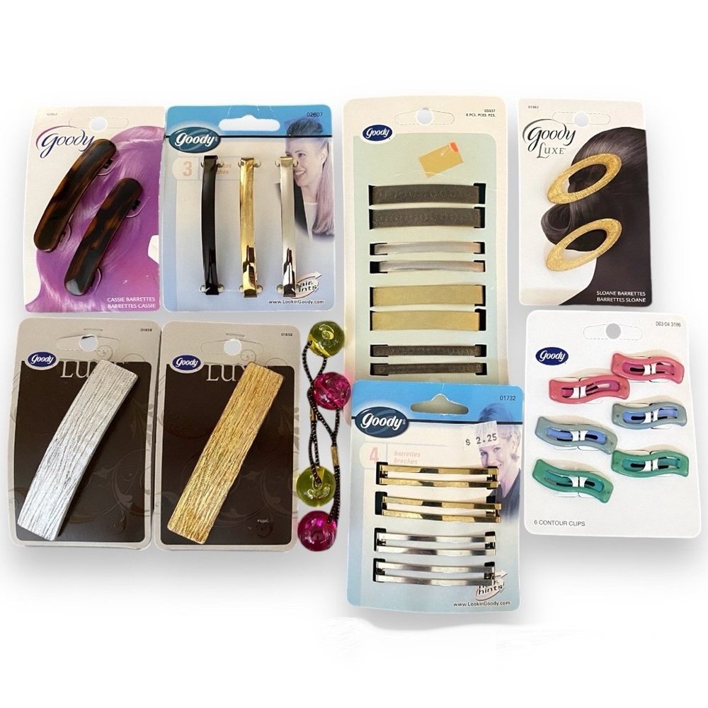 Vintage Goody Hair Barrettes Clips Bundle Lot Metal Plastic Large Small Retro